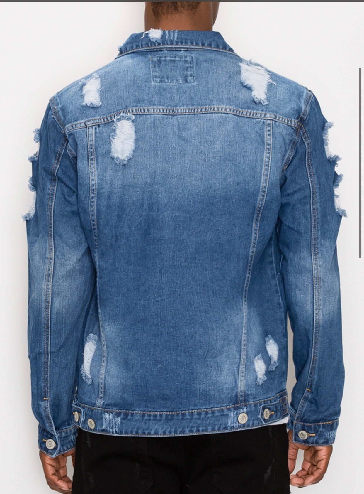 Blue Denim Ripped Jacket