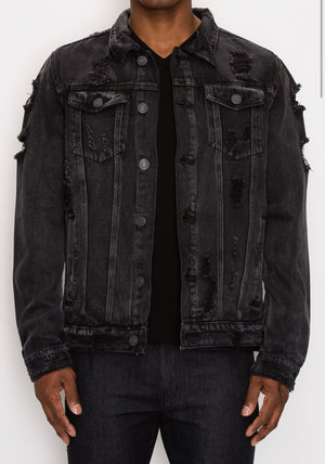 Black Denim Ripped Jacket