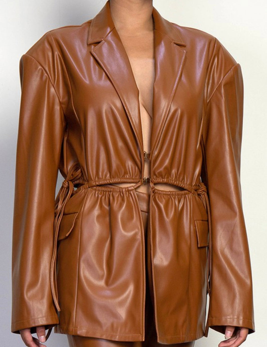 Cutout Vegan leather jacket