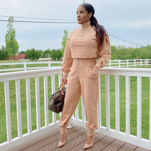 Tan 2 Piece Zipper Set