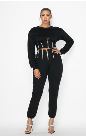 Black Studded Sweatsuit